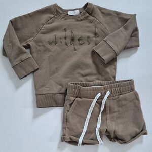Brown/Green Jamie Kay Toddler Sweatshirt and Shorts Set
